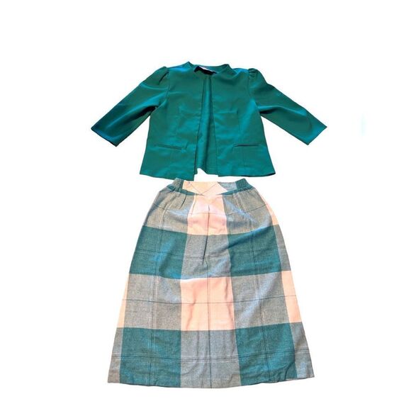 🛍️ BUSINESS CASUAL RETRO SKIRT & BLAZER SET - Picture 1 of 3